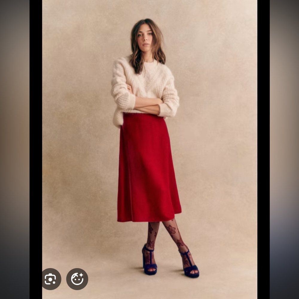 Sezane Sandy Skirt in Raspberry Velvet